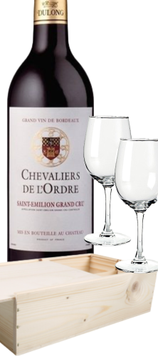 Geschenkkist Les Chevaliers De L'Ordre Saint Emilion met 2 glazen
